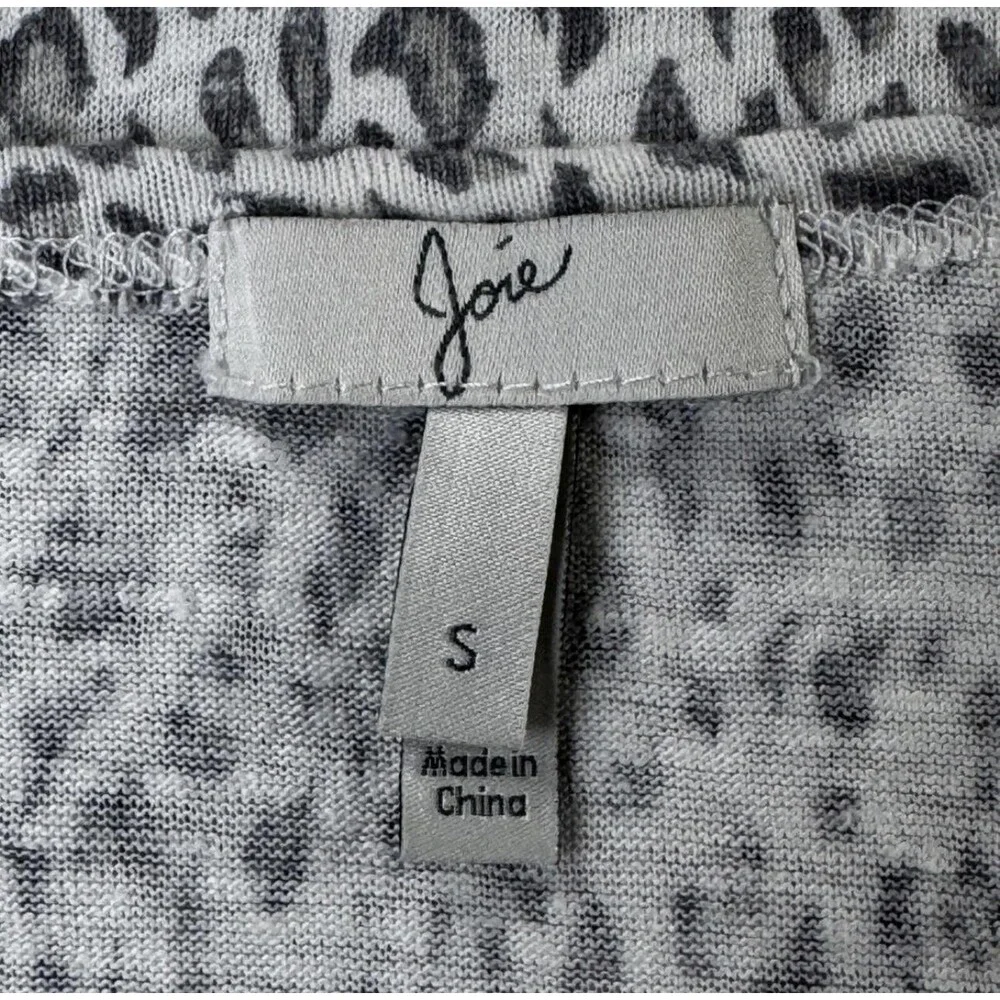 Joie Shirt Womens Small Animal Print Linen‎ Short Sleeve Lightweight Top Blouse